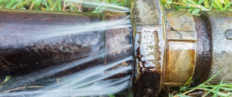 Irrigation pipe is bursting and leaking water during a regular system test near Fruita, CO.