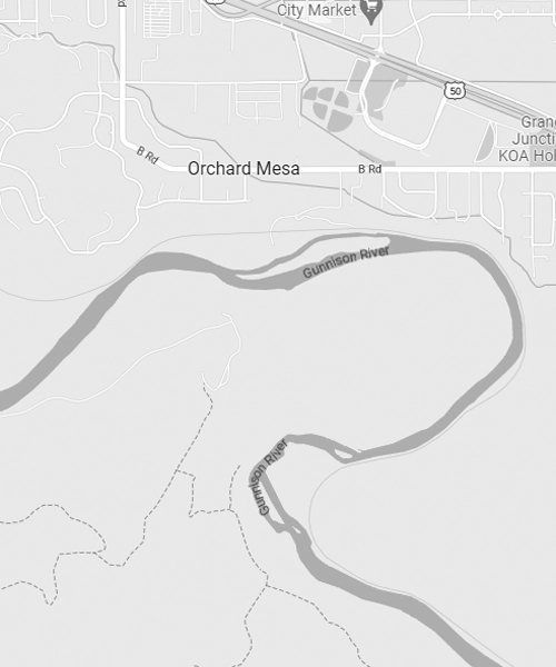 Area map of Orchard Mesa, Colorado.
